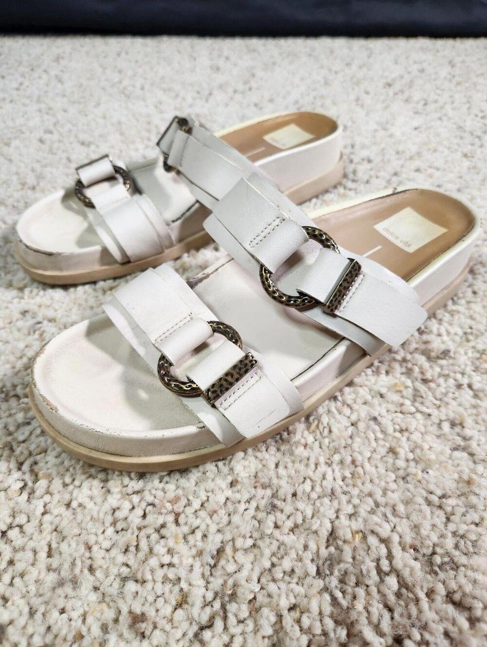 DOLCE VITA Soya Leather Sandals Women's Size 8 White B8